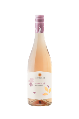 Der Syrah Roséwein von Settesoli zeigt eine stilvolle Flasche mit einem modernen Design und einem sanften Farbton.