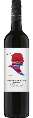 Die Flasche zeigt ein kreatives Design mit einer bunten Silhouette und dem Schriftzug 'Peter Lehmann Shiraz'.