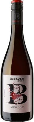 Eine elegante Flasche Merlot mit einem stilvollen Etikett, das den Namen Emil Bauer und die Region Pfalz zeigt.