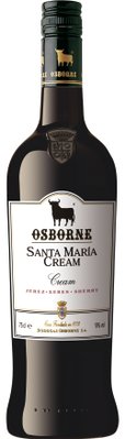 Die Flasche zeigt das Osborne-Logo und den Schriftzug 'Santa María Cream', umgeben von einem stilvollen, glänzenden Design.