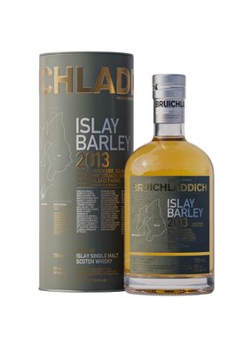 Die Flasche mit Islay Barley Whisky zeigt eine goldene Flüssigkeit und eine stilvolle Etikettierung, die die Region Islay hervorhebt.