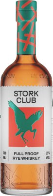 Die Flasche zeigt ein stilisiertes grünes Storch-Logo auf rotem Hintergrund, umgeben von einem modernen, grafischen Design.