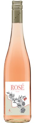 Eine elegante Flasche Roséwein mit einem kunstvollen Etikett, das florale Motive und die Aufschrift 'Pinot Noir' zeigt.