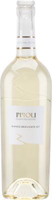 Eine elegante Flasche Weißwein mit einem klaren, hellen Inhalt und einem schlichten Etikett, das den Namen PiQoli trägt.