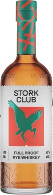 Die Flasche zeigt ein stilisiertes grünes Storch-Logo auf rotem Hintergrund, umgeben von einem modernen, grafischen Design.