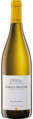Ein hochwertiger Weißwein in einer schlanken Flasche, die durch ihre gelbe Kappe und das minimalistische Etikett besticht.