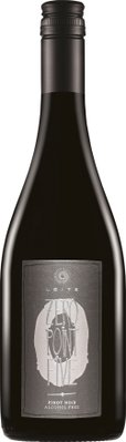 Eine elegante Flasche mit schwarzem Etikett, die alkoholfreien Pinot Noir von Leitz präsentiert, strahlt Stil und Raffinesse aus.