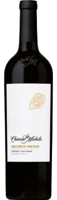 Eine elegante Flasche Cabernet Sauvignon von Chateau Ste. Michelle mit einem stilvollen, weißen Etikett und goldenen Akzenten.
