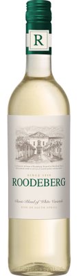 Eine Flasche Roodeberg Weißwein mit grünem Deckel und eleganter Etikettengestaltung, die die Herkunft aus Südafrika betont.