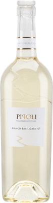 Eine elegante Flasche Weißwein mit einem klaren, hellen Inhalt und einem schlichten Etikett, das den Namen PiQoli trägt.