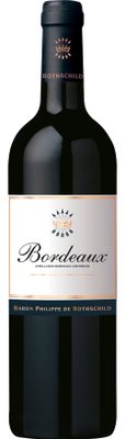 Das Etikett der Weinflasche hebt die Herkunft Bordeaux hervor, mit stilvollen Schriftzügen und einem edlen Design.