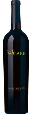 Eine elegante Flasche Cabernet Sauvignon mit einem tiefen, dunklen Glas und goldener Schrift auf dem Etikett.
