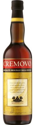 Cremovo, ein traditioneller sizilianischer Likör, in einer stilvollen Flasche mit einem schwarzen und goldenen Verschluss.