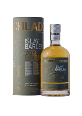 Die Flasche mit Islay Barley Whisky zeigt eine goldene Flüssigkeit und eine stilvolle Etikettierung, die die Region Islay hervorhebt.