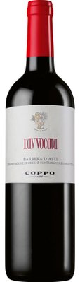 Das Etikett der Weinflasche hebt sich durch die Kombination von Weiß und Rot hervor, mit dem Jahr 1892 und dem Namen 'Coppo'.