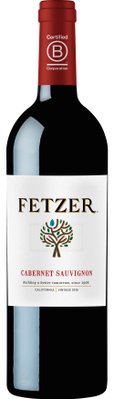 Eine Flasche Fetzer Cabernet Sauvignon mit einem eleganten Etikett und einem stilisierten Baum-Logo, das Nachhaltigkeit symbolisiert.